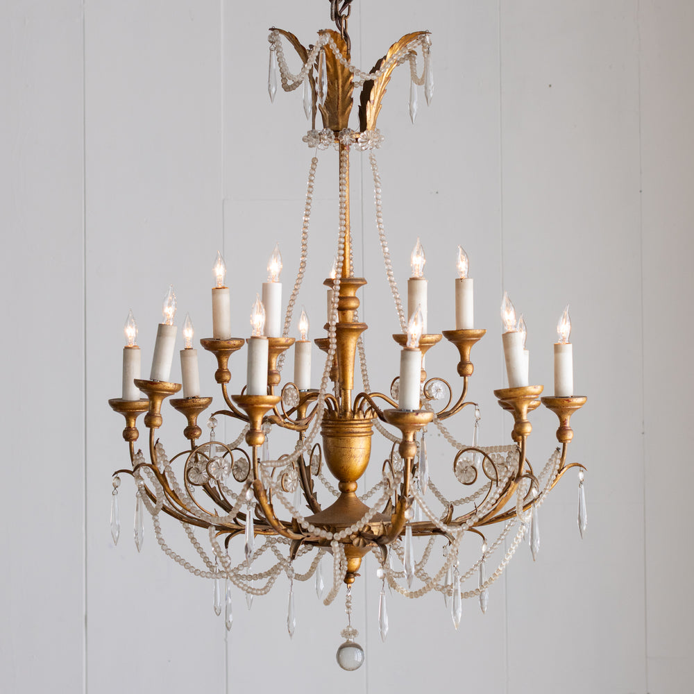 Vintage Swedish Gilt Chandelier