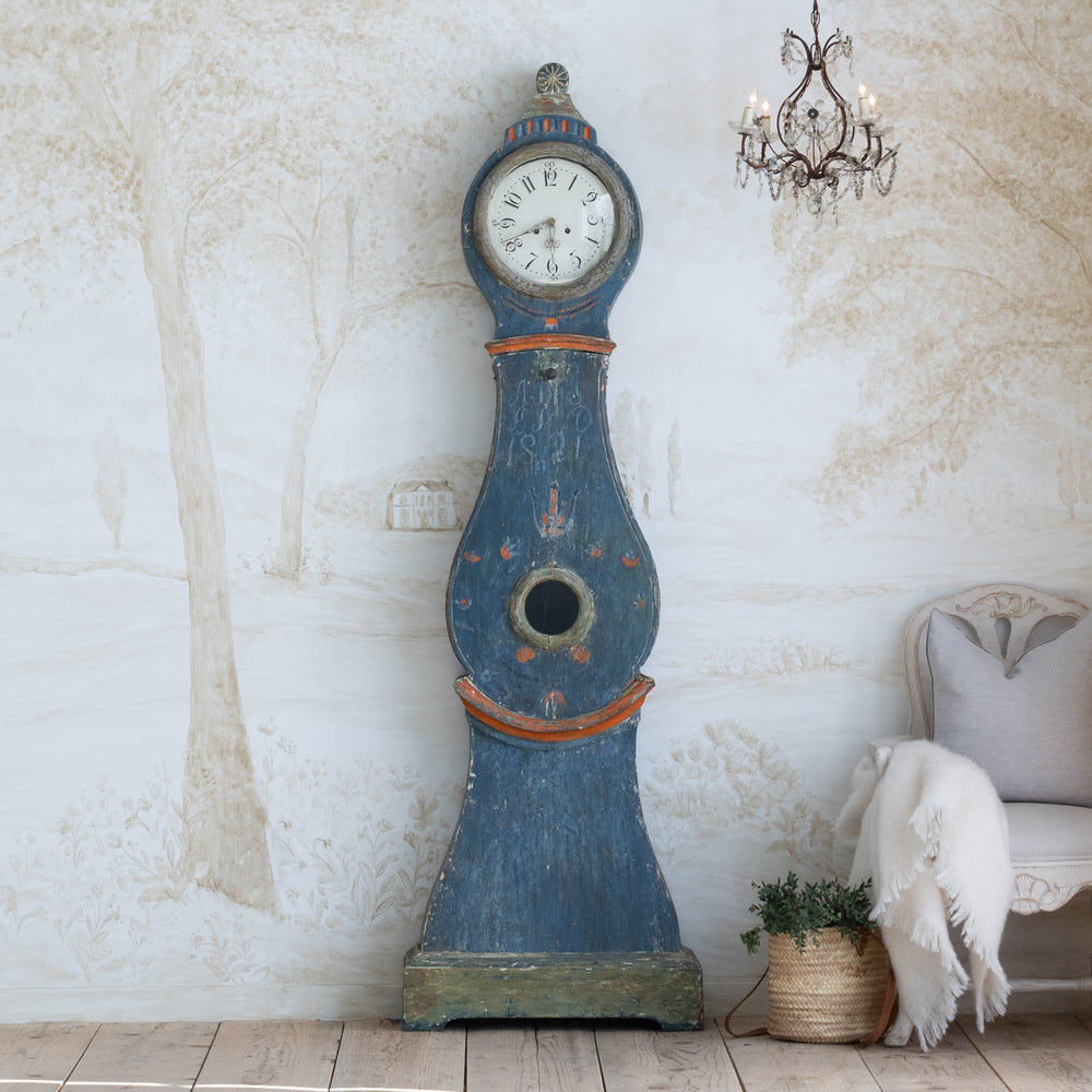 Antique Swedish Mora Clock - Blue Painted Case