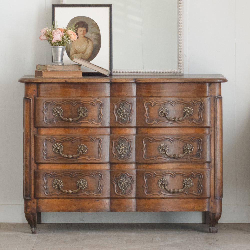 Antique Walnut Wood Louis XV Commode