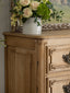 Antique Louis XV Oak Three-Drawer Commode with Carved Detail
