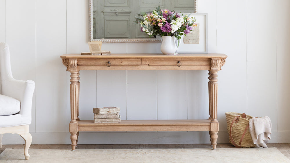 Avignon Console Table in Bleached Oak Finish