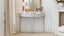 Sophia Magdalena Demi Lune Console in Gustavian Grey Finish