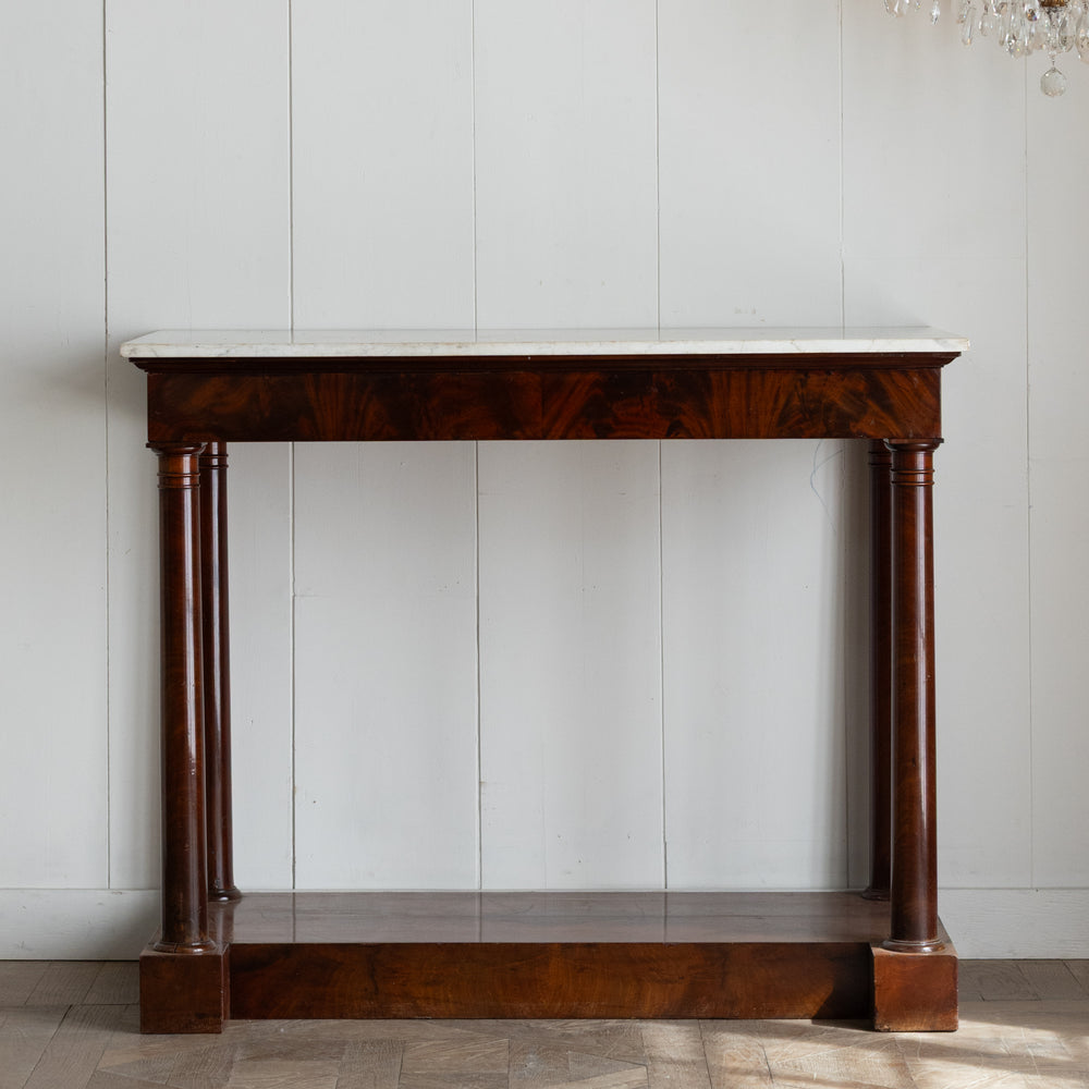 Antique Directoire Console with White Marble Top
