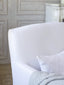Louis Cannes Bergere in Whispy White Linen Slipcover and Starboard Oak Finish