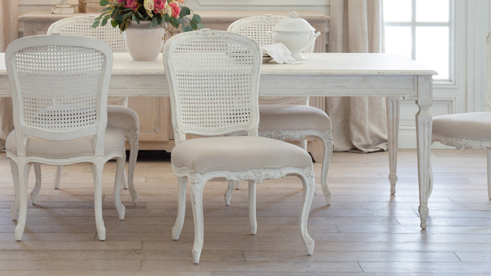 Colette Dining Chair in Fawn Velvet and Soft Ivory Finish