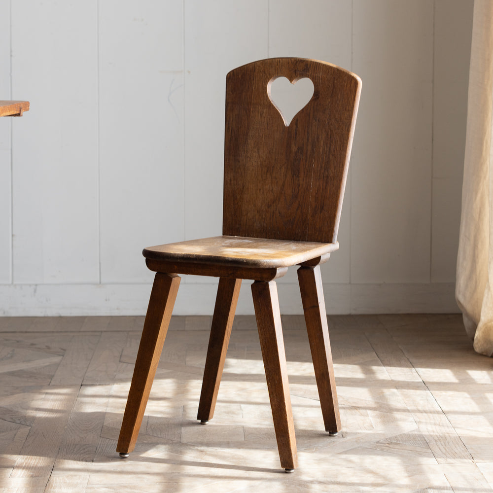 Set of 5 Antique Oak Chalet Dining Chairs