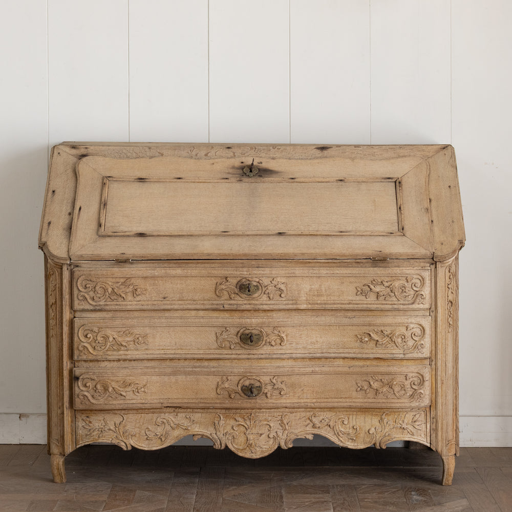 Antique Wooden Secretary Desk with Beautiful Carved Details