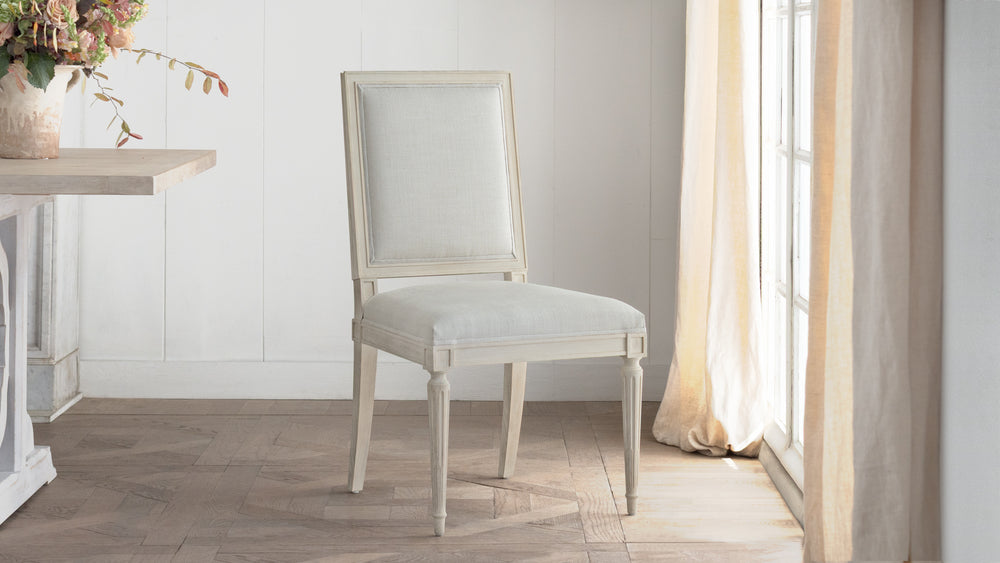 Francois Dining Chair in Storm Linen and Pebble Finish
