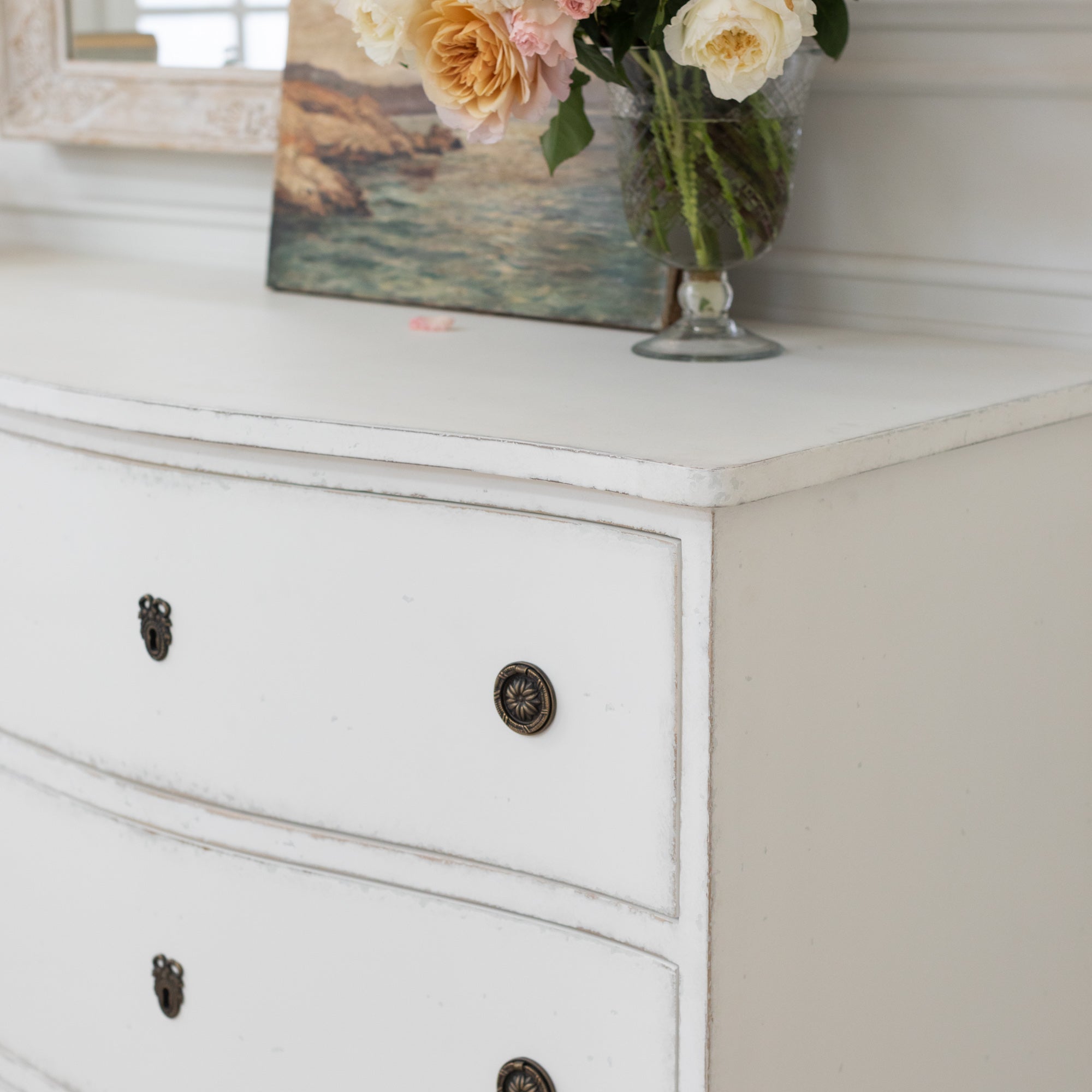 white vintage dresser Qeetex French with 7 Drawers Wood Chest for Bedroom Living Room Hallway Nursery and Closet in Classic Timeless Design in the Dressers department at Package Dimension Gustavus Dresser in Antique White