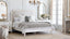 Olympia Bed in Sand Dune Linen and Coral White with Gilt Finish