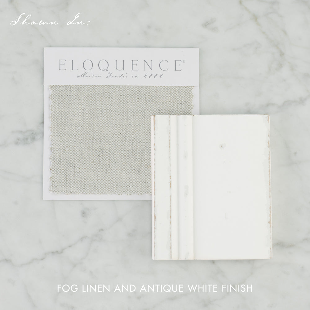 Boudoir Bench in Fog Linen and Antique White Finish