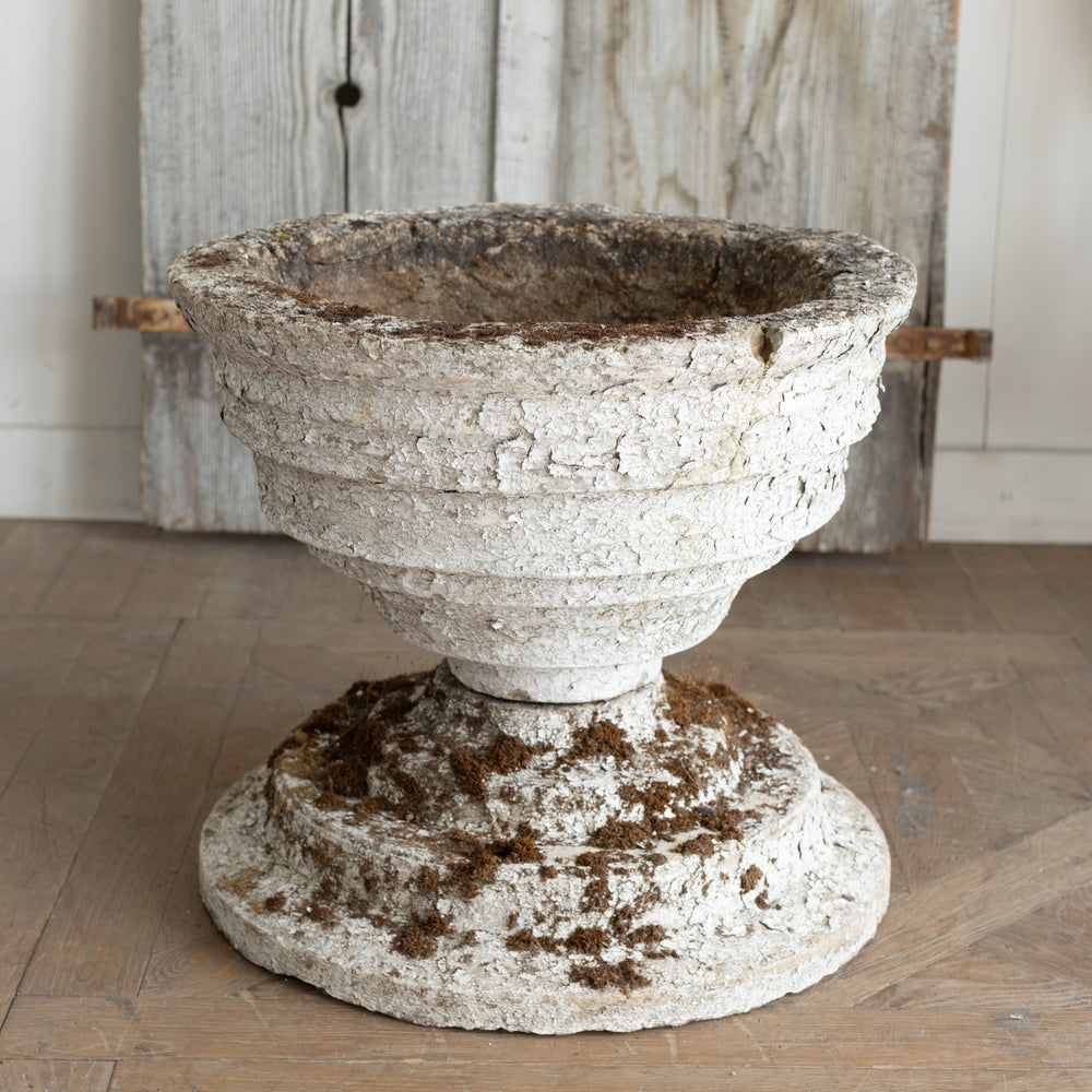 Large Vintage Weathered Stone Urn Plater