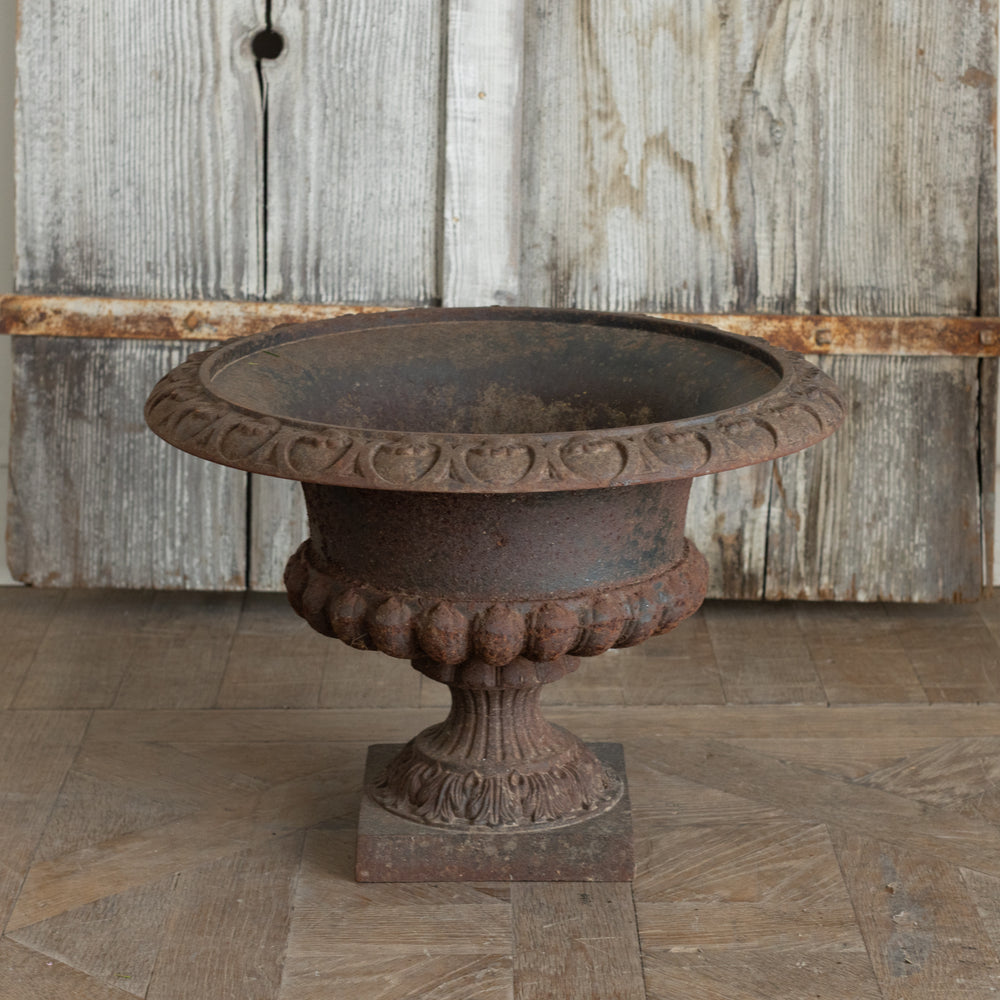 Antique Iron Urn with Floral Motifs