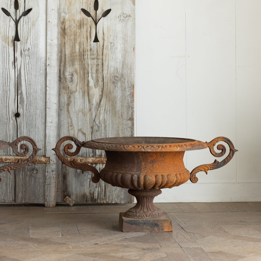 Pair of Antique Iron Urns