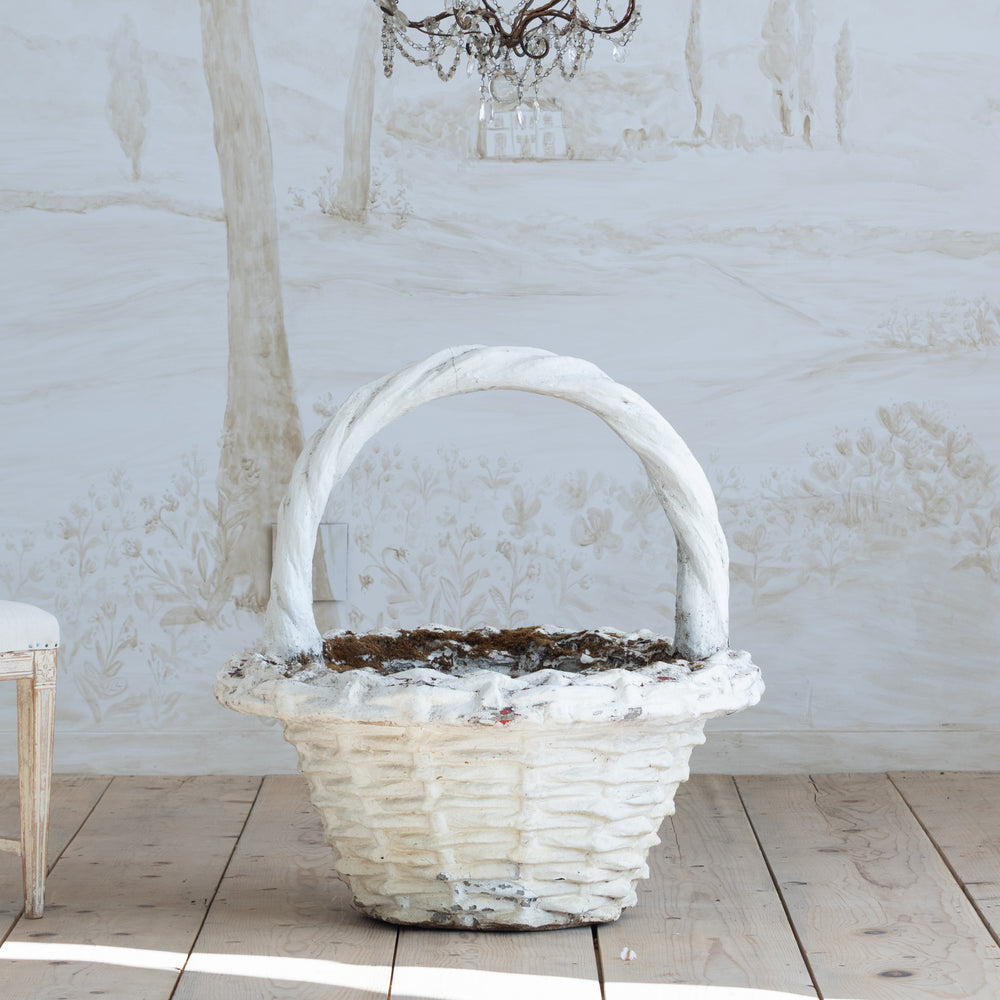 Large Vintage Concrete Basket Planter