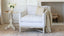 Scandinavian Bergere in Whispy White Linen Slipcover and Worn Oak Finish