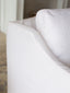 Scandinavian Bergere in Whispy White Linen Slipcover and Worn Oak Finish