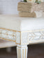 Anais Bench in Ivory Velvet and Antique White with Gold Leaf Finish