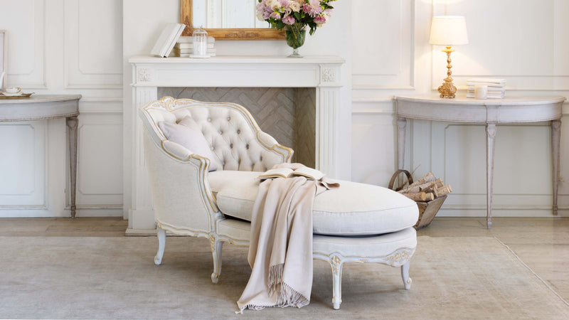 Louis Chaise in Fog Linen and Gold Two