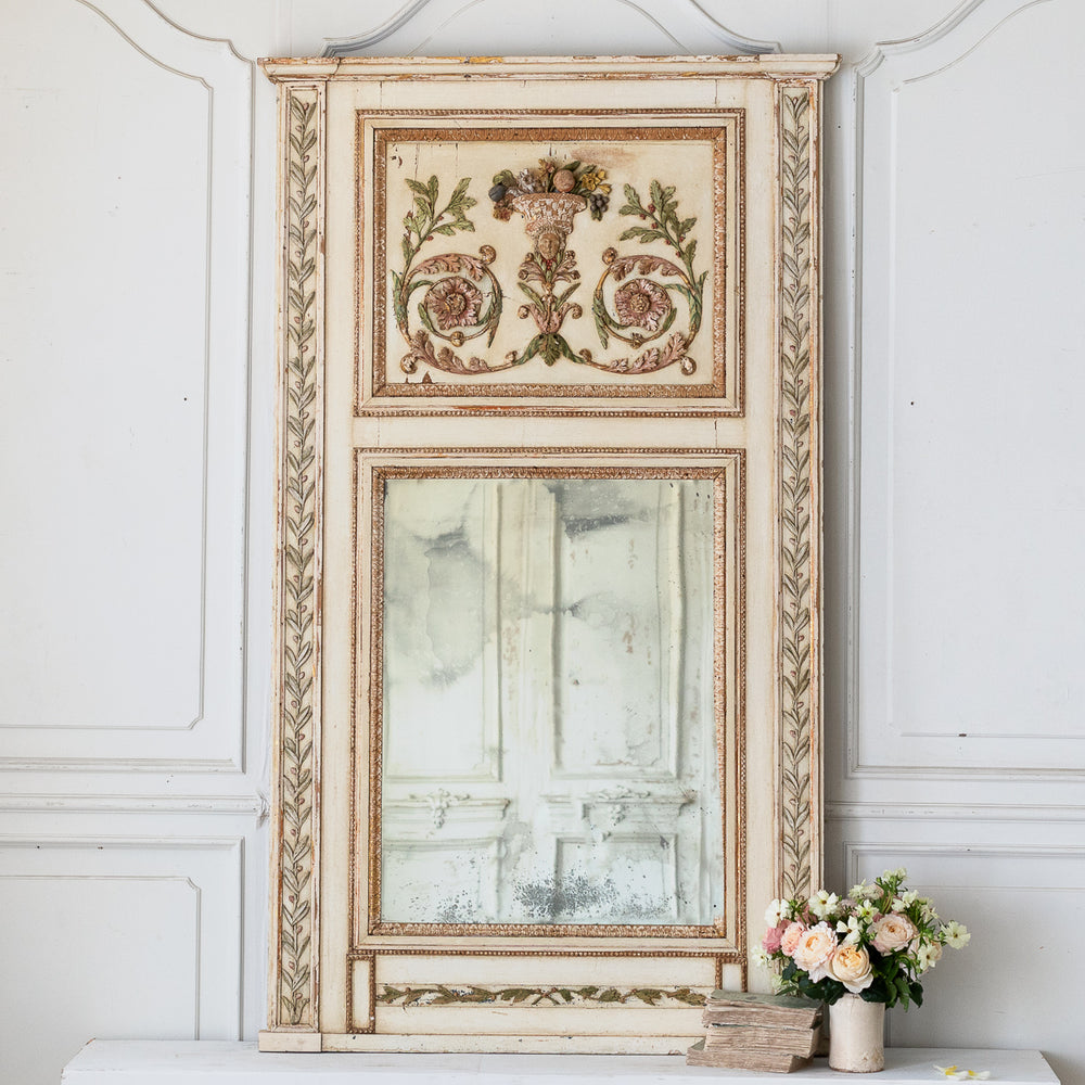Antique Floral Trumeau Mirror