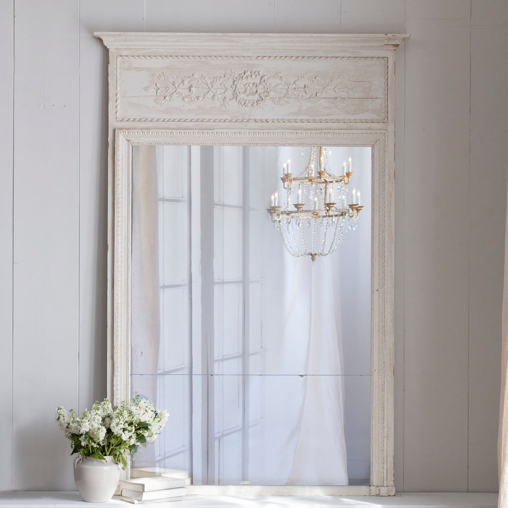 Antique Trumeau Louis XVI Cream Mirror