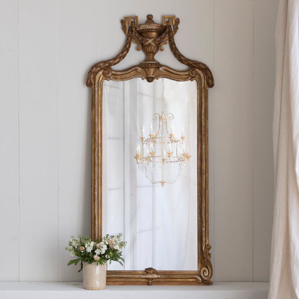 Antique Gilt Empire Mirror with Crest