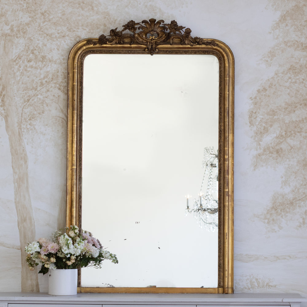 Antique Gilt Louis Philippe Mirror with Crown