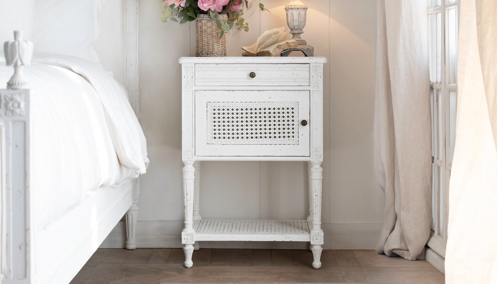 Giverny Nightstand in Antique White Finish