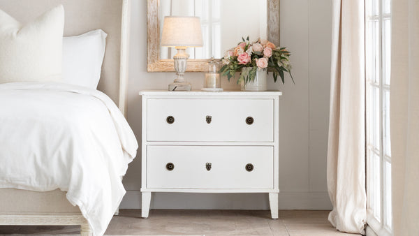 Gustavus Nightstand in Antique White Finish – Eloquence