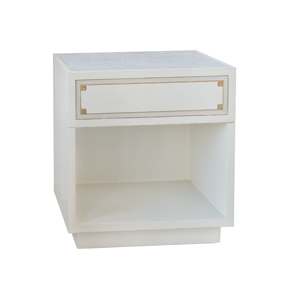 Henri Nightstand in Froth White and Gold Highlight Finish