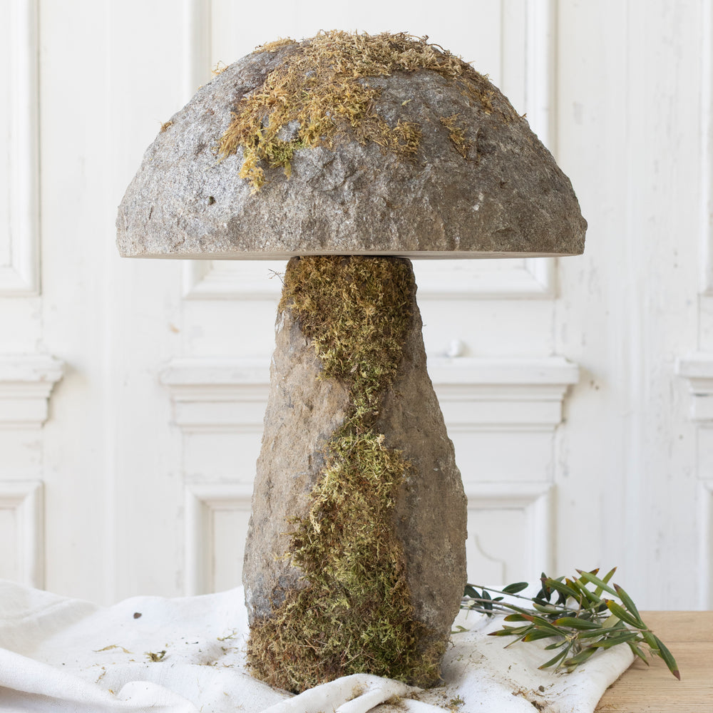 Set of Antique Stone Garden Mushrooms