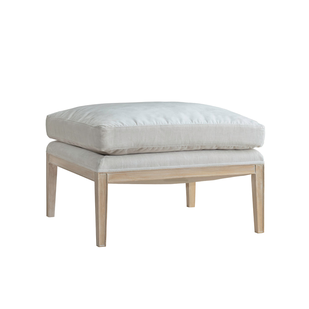 Bergamin Ottoman in Salt Velvet and Pale Poplar Finish