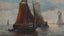Large Antique Painting of Boat at Sea