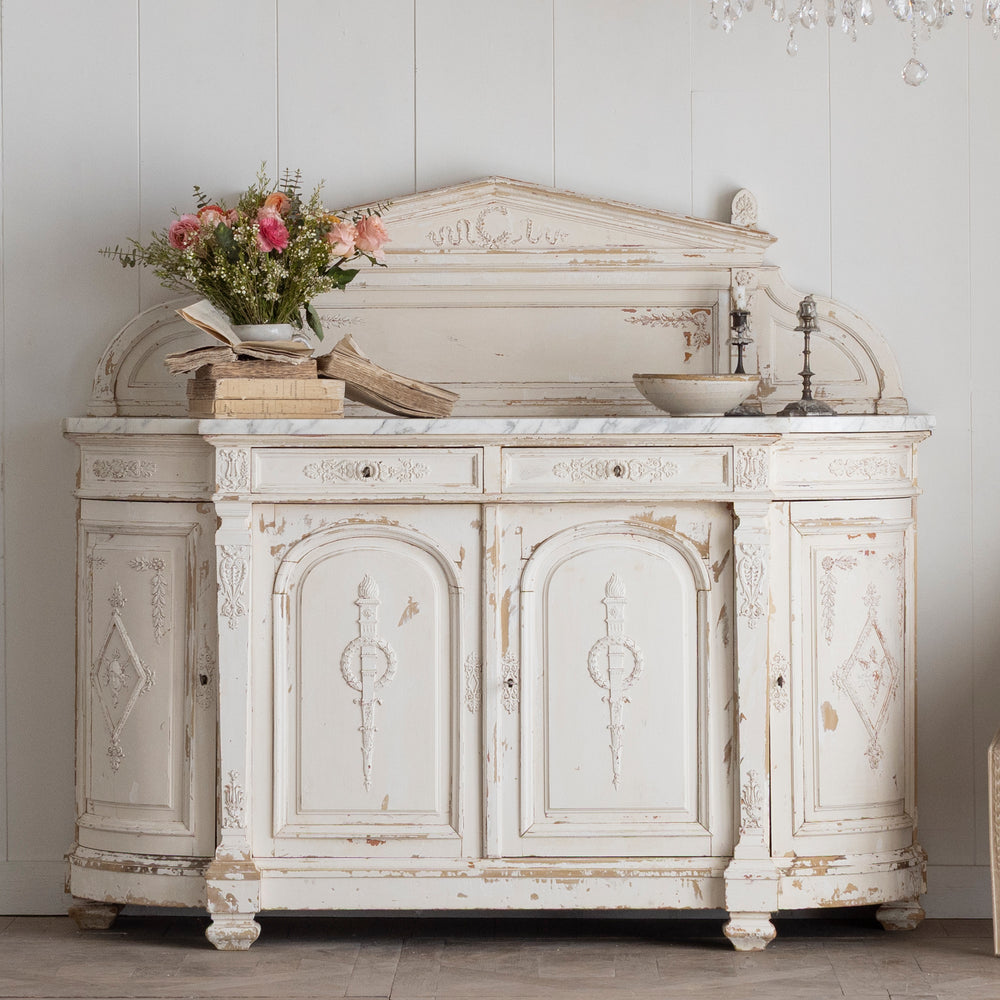 Antique Oval Sideboard with Marble Top