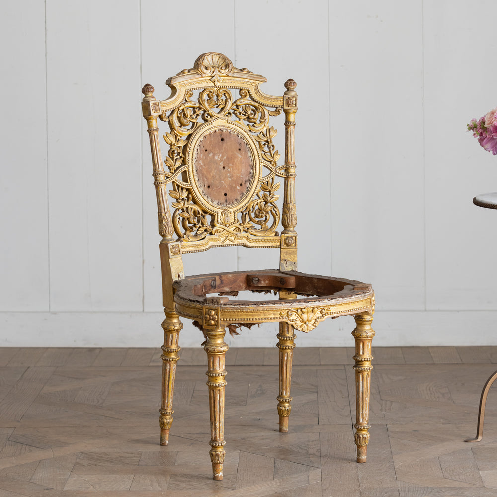 Antique Napoleon Gilt Side Chair
