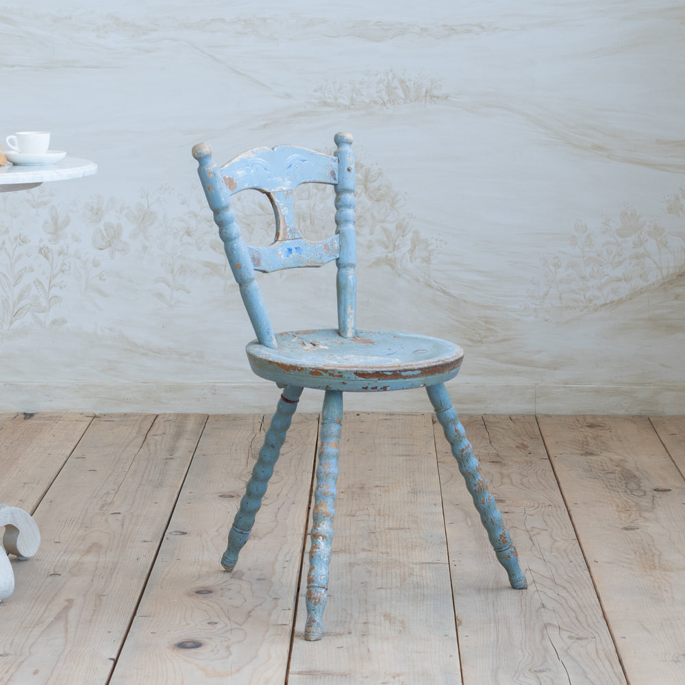 Antique Swedish Folk Blue Kitchen Chairs