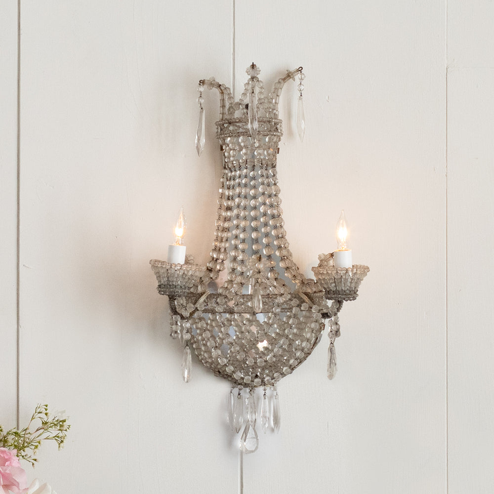 Three Antique Crystal Sconces