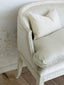 Lilibet Settee in Dove Velvet and Porcelain White Finish