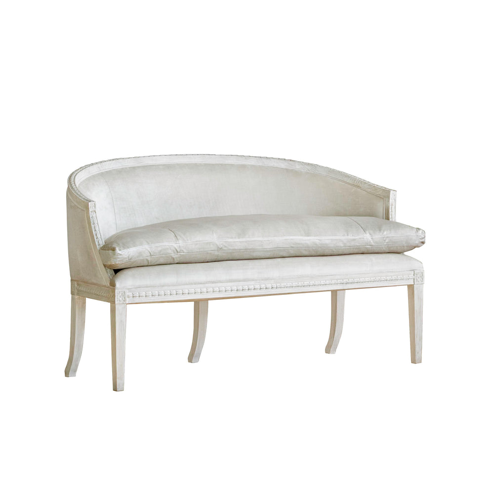 Lilibet Settee in Dove Velvet and Porcelain White Finish