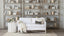Scandinavian Loveseat in Whispy White Linen Slipcover and Worn Oak Finish