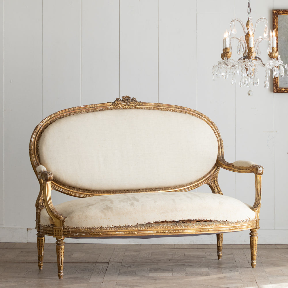 Antique Gilt Louis XVI Settee