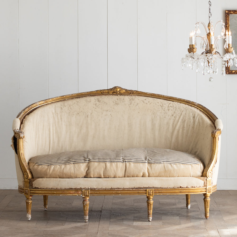 Antique Louis XVI Gold-Leaf Settee
