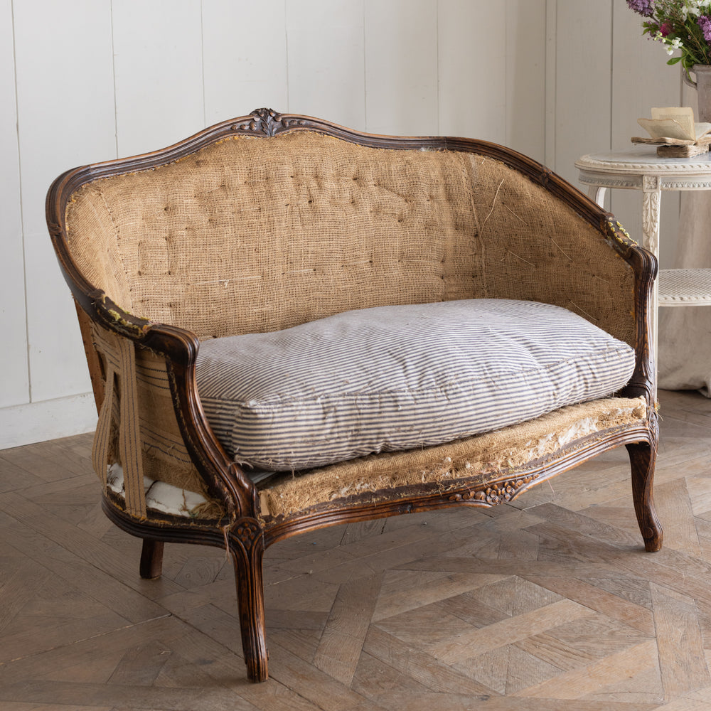 Antique Louis XV Style Settee – Original Wood Finish