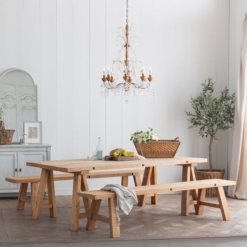 Rustic Vintage Seesaw Trestle Table and Benches