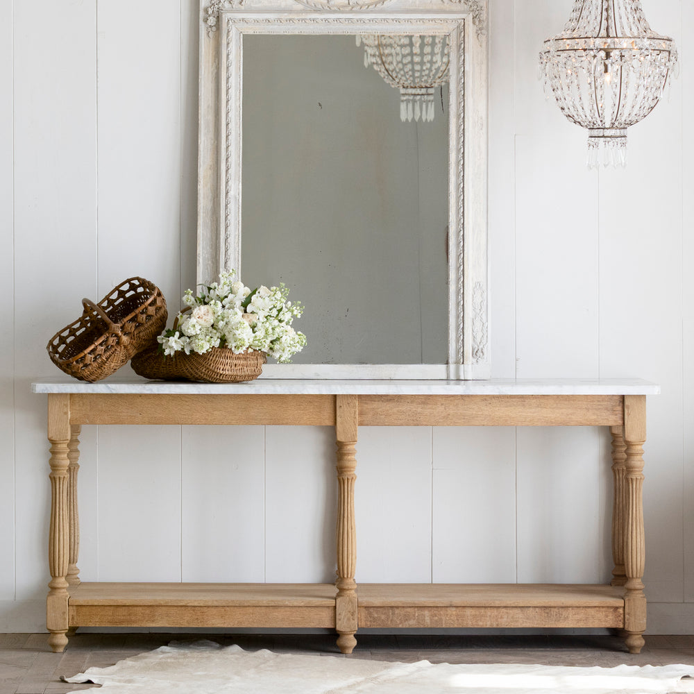 Antique Marble Topped Drapery Table