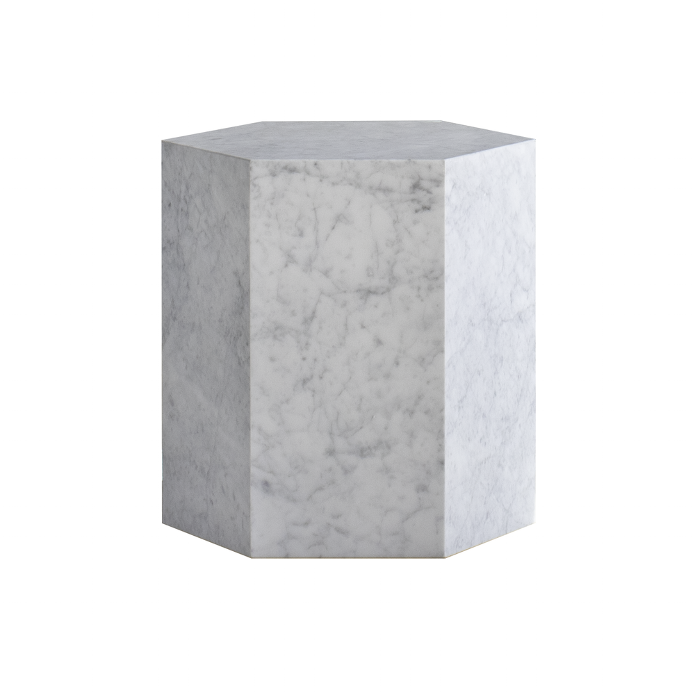 Trevi Petite Side Table in White Carrara Marble