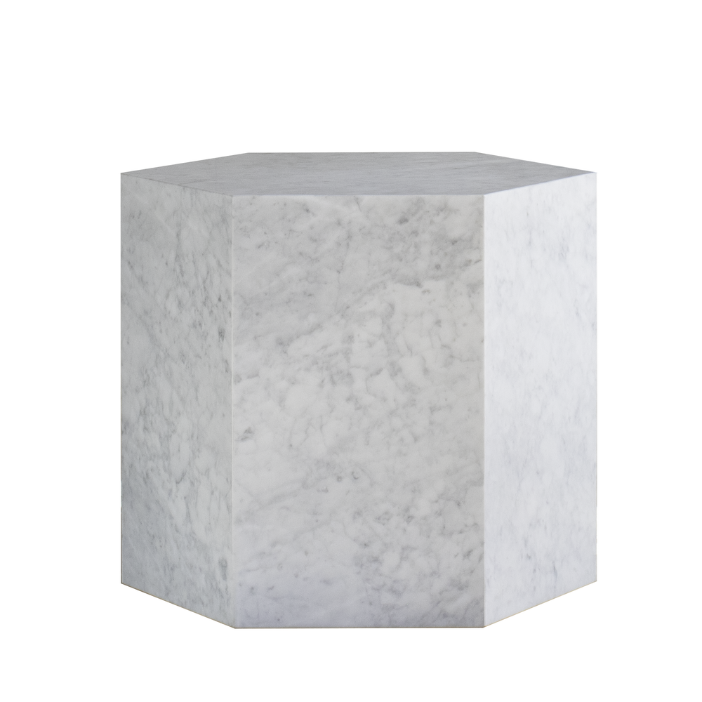 Trevi Side Table in White Carrara Marble