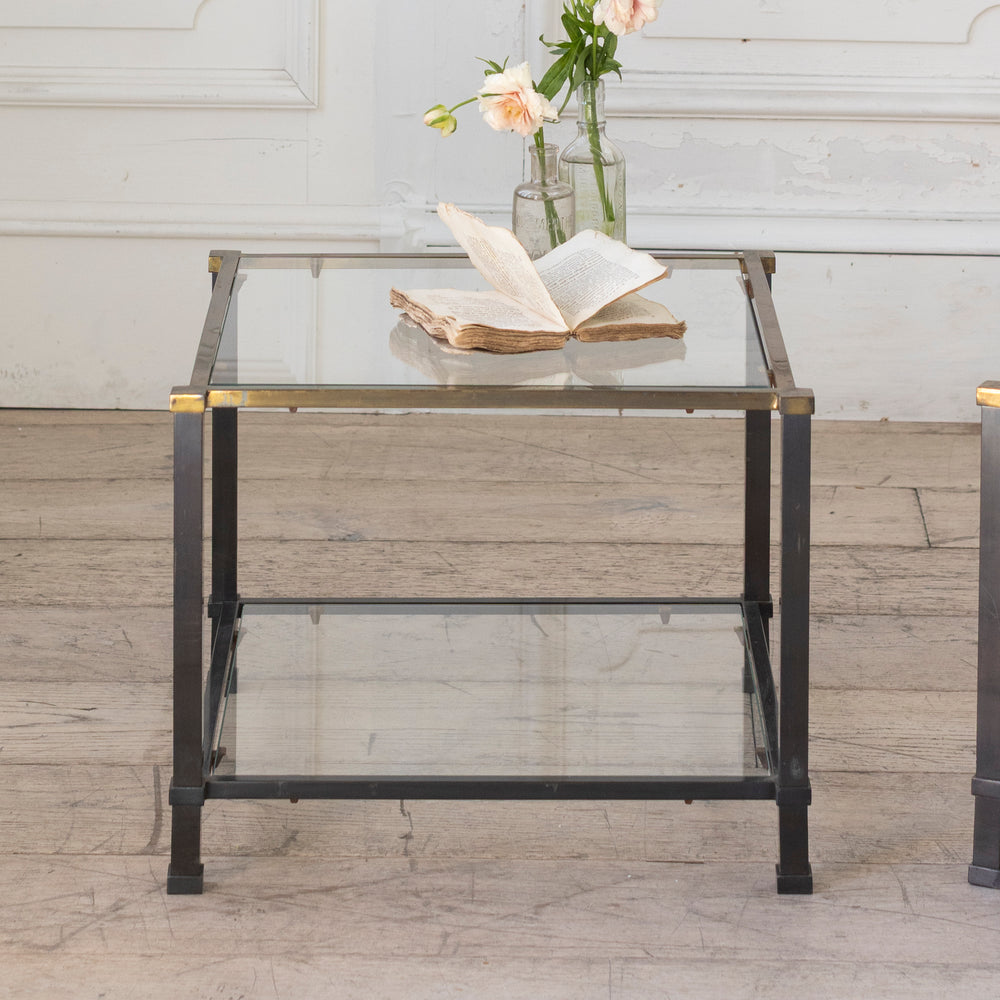 Mid Century Modern Steel and Glass Side Tables