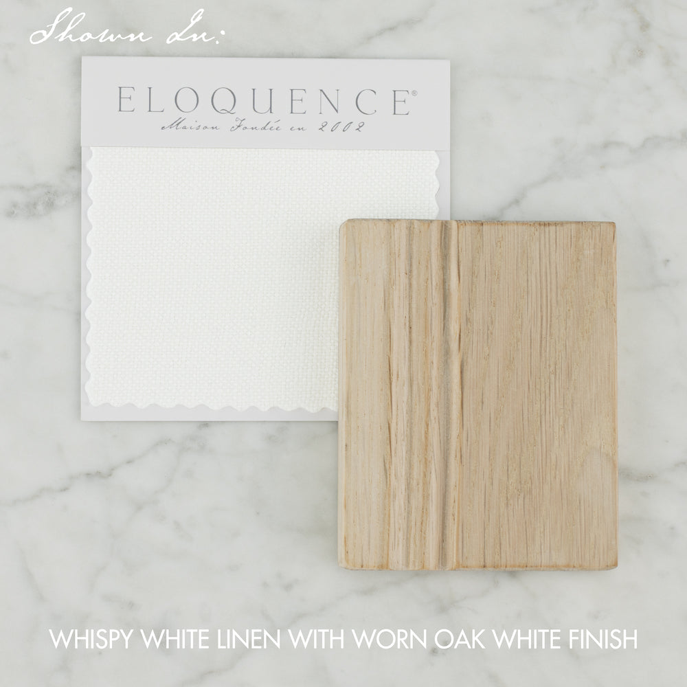 Scandinavian Dining Chair in Whispy White Linen Slipcover and Worn Oak Finish