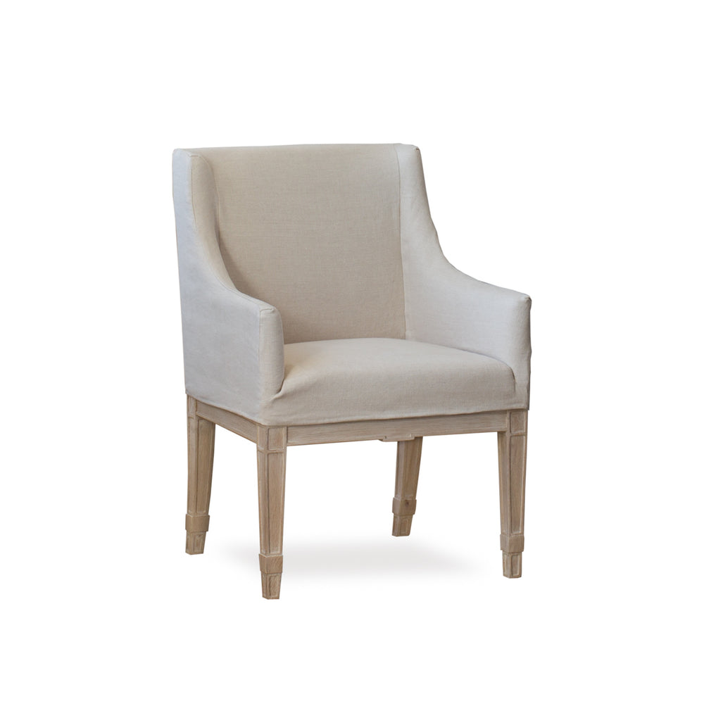 Scandinavian Dining Chair in Harvest Linen Slipcover and Worn Oak Finish